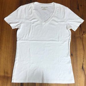 Eddie Bauer White Cotton V-Neck Shirt